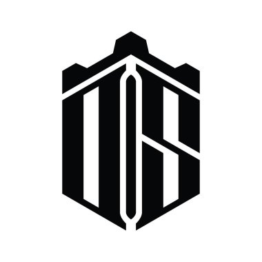 DS Letter Logo monogram altıgen şekilli Crown Castle geometrik stil tasarım şablonu