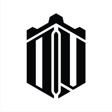 DV Letter Logo monogram altıgen şekli Crown Castle geometrik biçim tasarım şablonu