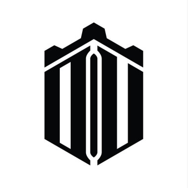 DU Letter logo monogram altıgen şekli Crown kale geometrik biçim tasarım şablonu