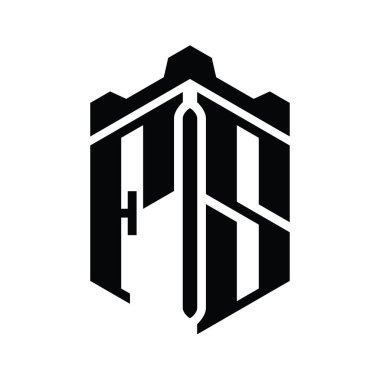 FS Letter Logo monogram altıgen şekli Crown Castle geometrik biçim tasarım şablonu