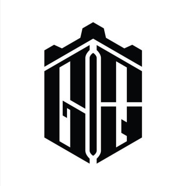 Crown Castle Geometrik stil tasarım şablonu ile GQ Harfi Logo monogram altıgen şekli