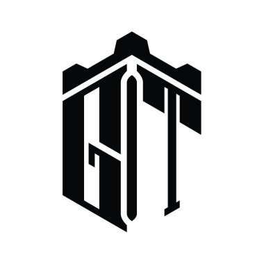 Taç kale geometrik stil tasarım şablonu ile GT Letter logo monogram altıgen şekli
