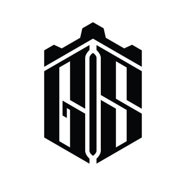 GS Harfi Logo monogram altıgen şekli Crown kalesi geometrik biçim tasarım şablonu