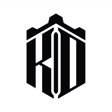 Crown Castle geometrik biçim tasarım şablonu ile KD Harf Logosu monogram altıgen şekli