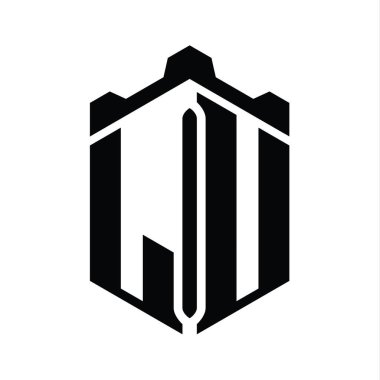 LU Letter Logo monogram altıgen şekli Crown Castle geometrik biçim tasarım şablonu