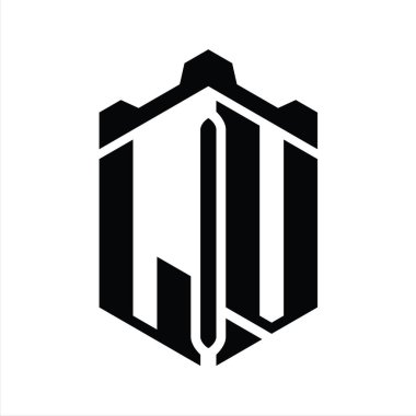 LV Harfi Logo monogram altıgen şekli Crown kalesi geometrik biçim tasarım şablonu