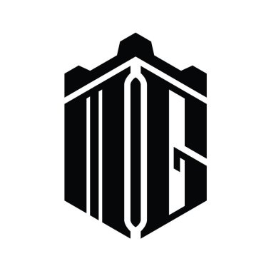 MG Harfi Logo monogram altıgen şekli ve Crown Castle geometrik biçim tasarım şablonu