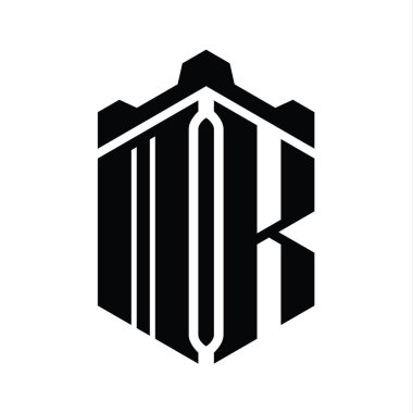 Crown Castle geometrik biçim tasarım şablonu ile MK Letter logo monogram altıgen şekli
