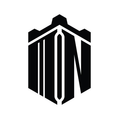 Crown Castle geometrik stil tasarım şablonu ile MN Letter Logo monogram altıgen şekli