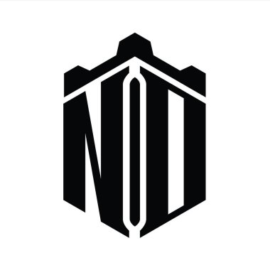Taç kale geometrik biçim tasarım şablonu ile ND Letter logo monogram altıgen şekli