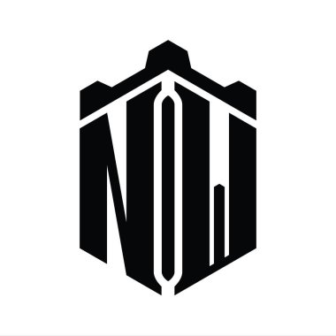 NW Harf Logosu monogram altıgen şekli Crown Castle geometrik biçim tasarım şablonu