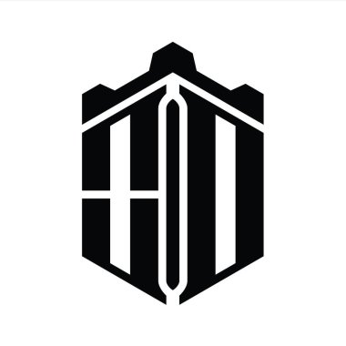 OD Harfi Logo monogram altıgen şekilli Crown Castle geometrik stil tasarım şablonu