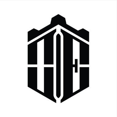 OE Letter Logo monogram altıgen şekli Crown Castle geometrik biçim tasarım şablonu