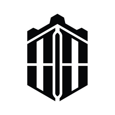 Crown Castle geometrik stil tasarım şablonu ile OO Harfi Logo monogram altıgen şekli