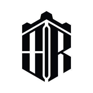 Ya da Crown Castle geometrik stil tasarım şablonu ile harfli monogram altıgen şekil