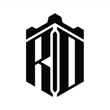RD Harf Logosu monogram altıgen şekli ve Crown Castle geometrik stil tasarım şablonu