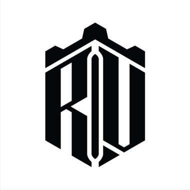 Crown Castle geometrik stil tasarım şablonu ile RV Letter logo monogram altıgen şekli