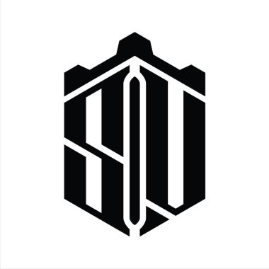 SV Letter Logo monogram altıgen şekli Crown Castle geometrik biçim tasarım şablonu