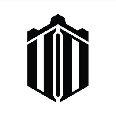 Taç kale geometrik stil tasarım şablonu ile UD Harf Logosu altıgen şekli