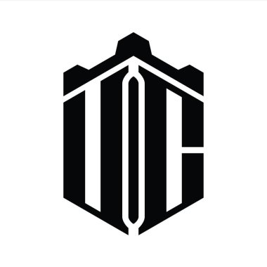 Crown Castle geometrik stil tasarım şablonu ile UC Letter monogram altıgen şekli