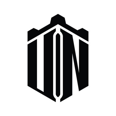 BM Harfi Logosu, taç kale geometrik stil tasarım şablonuyla altıgen şeklinde