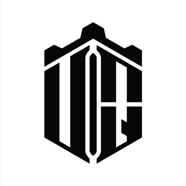 Crown Castle Geometrik stil tasarım şablonu ile UQ Harfi Logo altıgen şekli