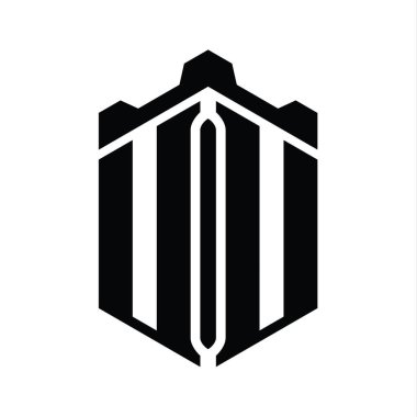 UU Harfi Logo monogram altıgen şekli Crown kalesi geometrik biçim tasarım şablonu