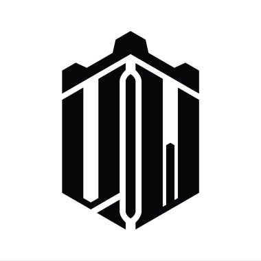 VW Harfi Logo monogram altıgen şekli Crown kalesi geometrik biçim tasarım şablonu