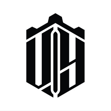Crown Castle geometrik stil tasarım şablonu ile VY Letter logo monogram altıgen şekli