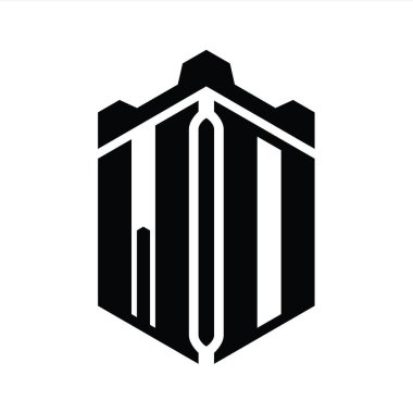 WD Harf Logosu monogram altıgen şekli Crown kalesi geometrik biçim tasarım şablonu