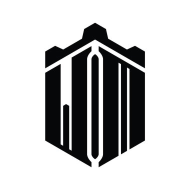 WM Harfi Logo monogram altıgen şekli Crown kalesi geometrik biçim tasarım şablonu