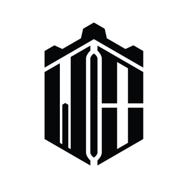 WO Harfi Logo monogram altıgen şekli Crown kalesi geometrik biçim tasarım şablonu