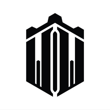 WW Harfi Logo monogram altıgen şekli ve Crown Castle geometrik stil tasarım şablonu