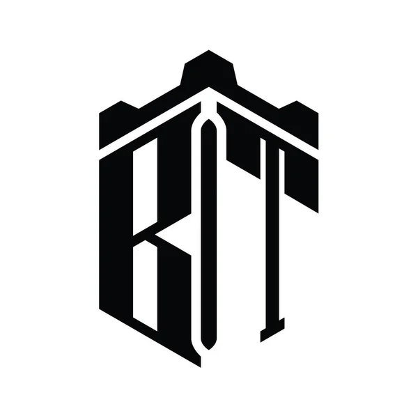 Písmeno Logo Monogram Šestiúhelník Tvar Korunou Zámek Geometrický Styl Design — Stock fotografie
