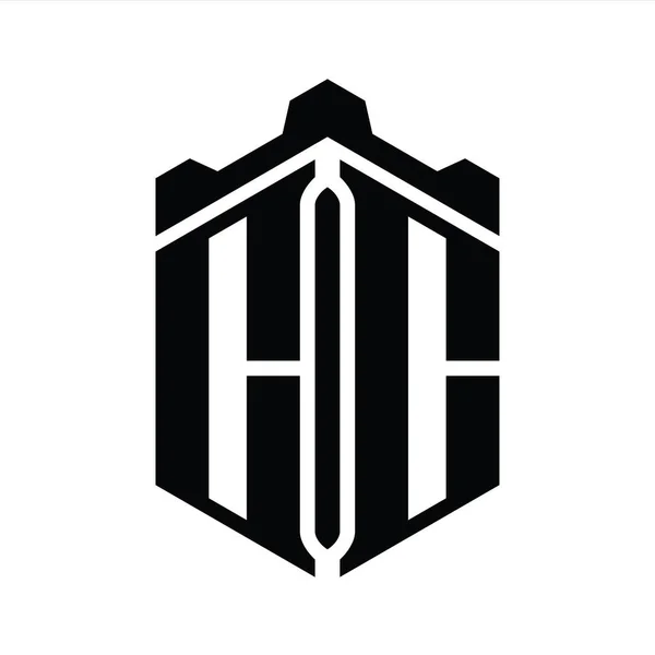 Letter Логотип Монограма Шестикутника Шаблоном Геометричного Стилю Коронного Замку — стокове фото