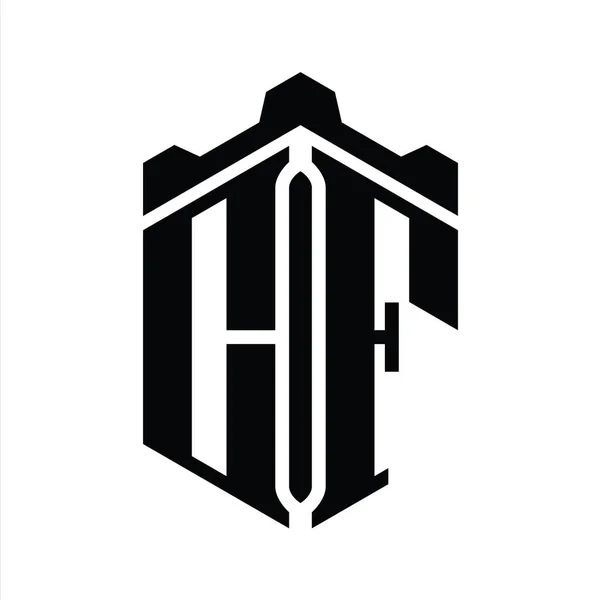 Carta Logo Monograma Forma Hexágono Com Coroa Castelo Modelo Design — Fotografia de Stock