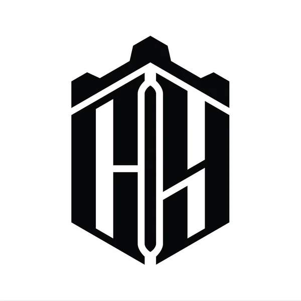 Carta Logo Monograma Hexágono Forma Con Plantilla Diseño Estilo Geométrico — Foto de Stock