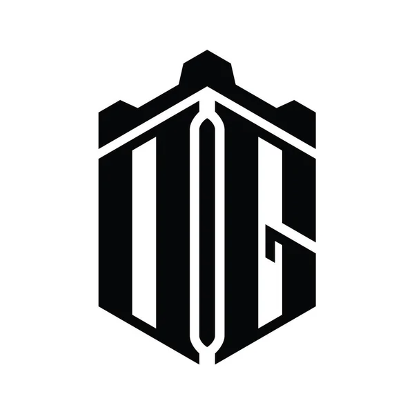 Harfi Logo Monogram Altıgen Şekli Crown Kale Geometrik Biçim Tasarım — Stok fotoğraf