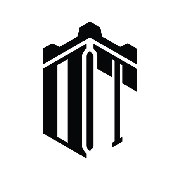 Letter Logo Monogram Altıgen Şekli Crown Castle Geometrik Stil Tasarım — Stok fotoğraf