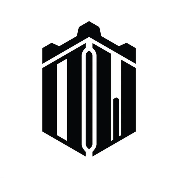 Harf Logosu Monogram Altıgen Şekli Crown Castle Geometrik Biçim Tasarım — Stok fotoğraf