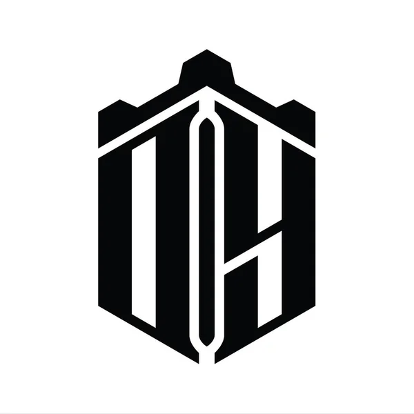 Harfi Logo Monogram Altıgen Şekilli Crown Castle Geometrik Stil Tasarım — Stok fotoğraf