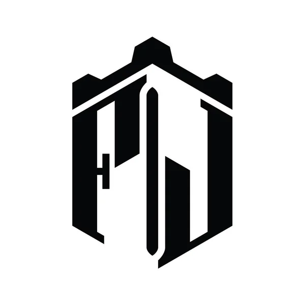 Carta Logo Monograma Hexágono Forma Con Plantilla Diseño Estilo Geométrico — Foto de Stock