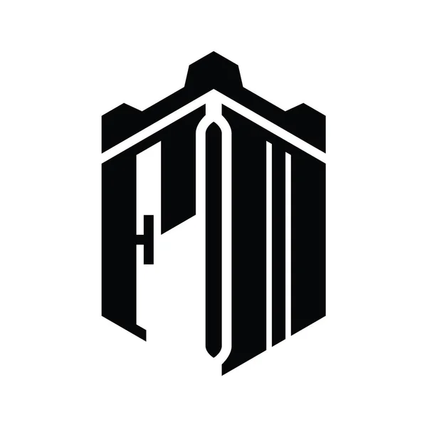 Harfi Logo Monogram Altıgen Şekli Crown Castle Geometrik Biçim Tasarım — Stok fotoğraf