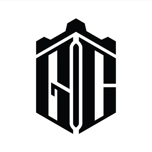 Forma Hexágono Monograma Logotipo Carta Com Modelo Geométrico Projeto Castelo — Fotografia de Stock