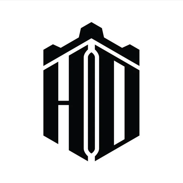 Letter Logo Monogram Šestiúhelník Tvar Korunou Hrad Geometrický Styl Design — Stock fotografie