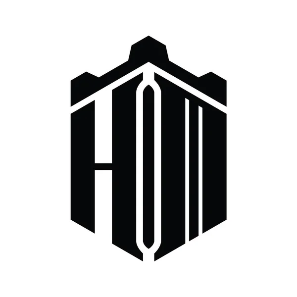 Levél Logo Monogram Hatszög Alakú Korona Vár Geometriai Stílus Design — Stock Fotó
