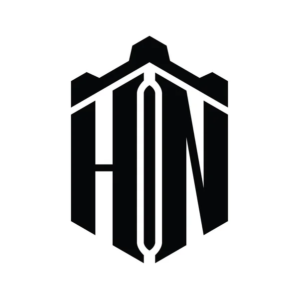 Betű Logo Monogram Hatszög Alakú Korona Kastély Geometriai Stílus Design — Stock Fotó
