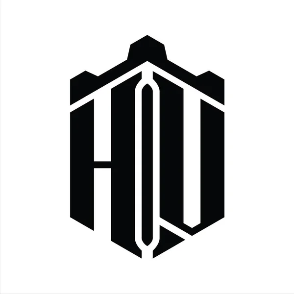 Carta Logo Monograma Forma Hexágono Com Modelo Design Estilo Geométrico — Fotografia de Stock