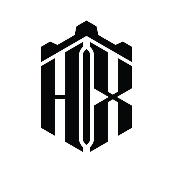 Carta Logo Monograma Hexágono Forma Com Coroa Castelo Modelo Design — Fotografia de Stock