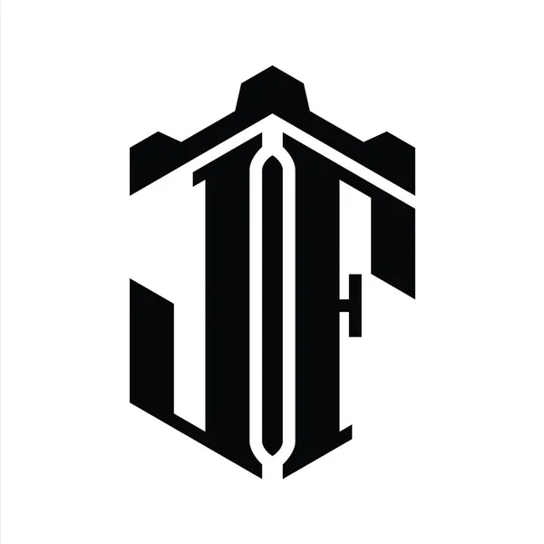 Lettera Logo Monogramma Forma Esagonale Con Corona Castello Modello Design — Foto Stock